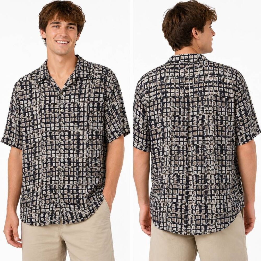 Greg Norman Large Brown Button Front Shirt, VTG